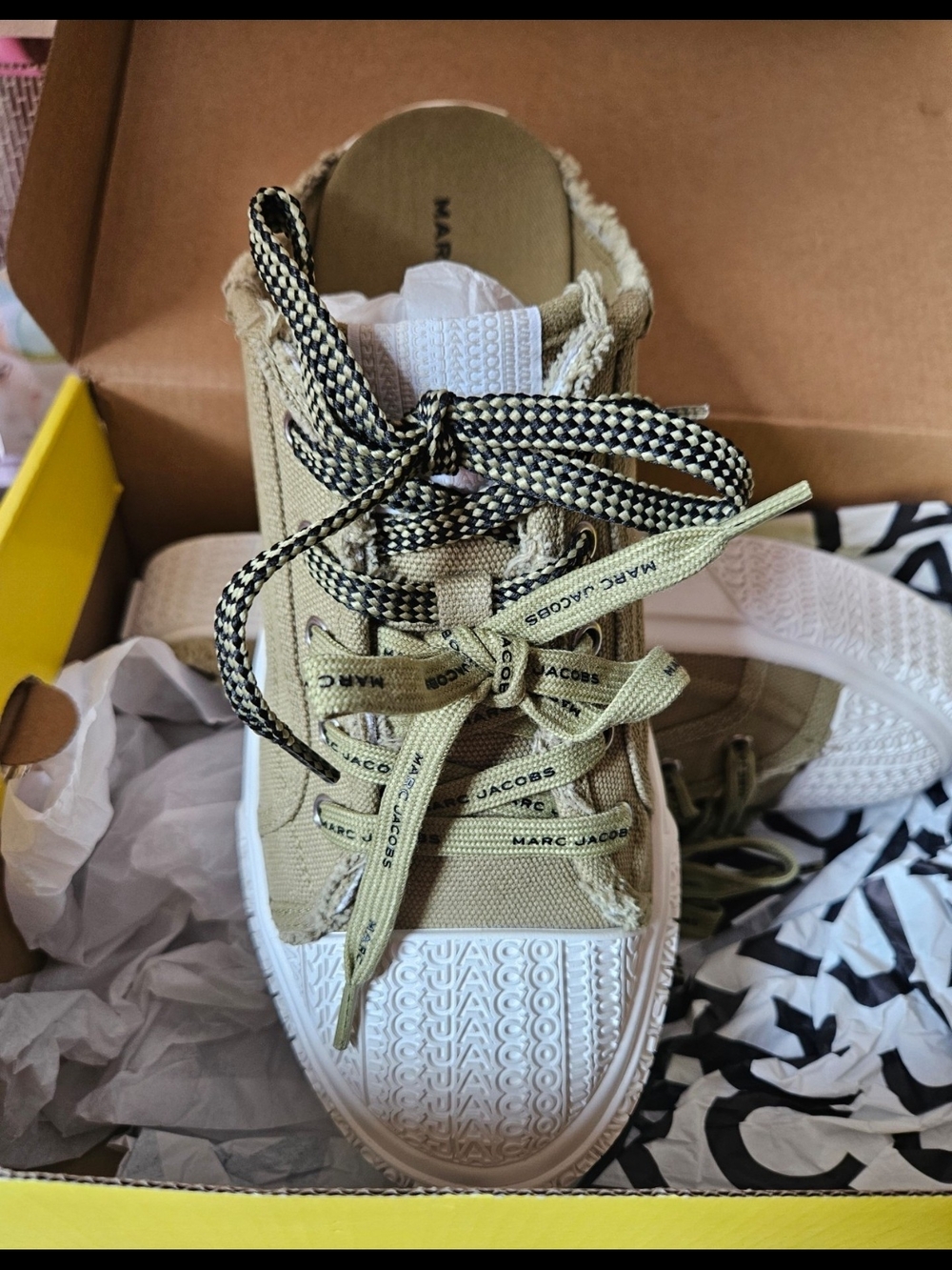 MARC JACOBS Canvas High-Top Sneaker in Olive/Tan